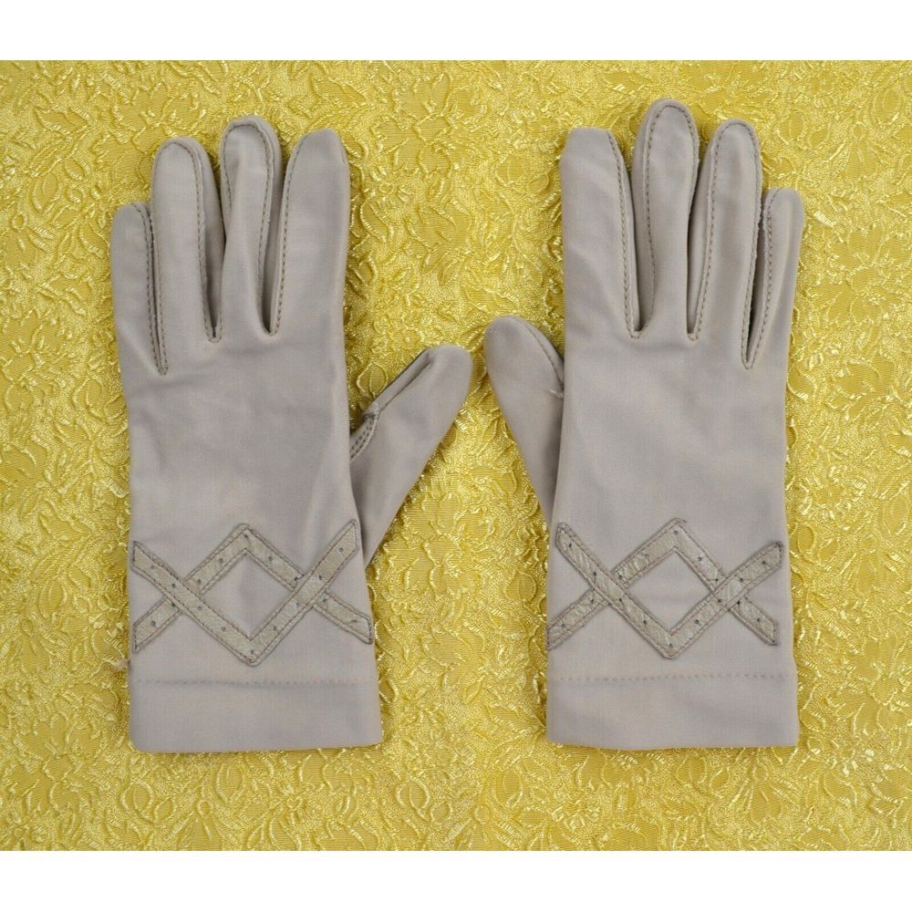 Vintage Fownes Tan‎ Beige Nylon &  Grip Strips Gloves Women's One Size (Small)